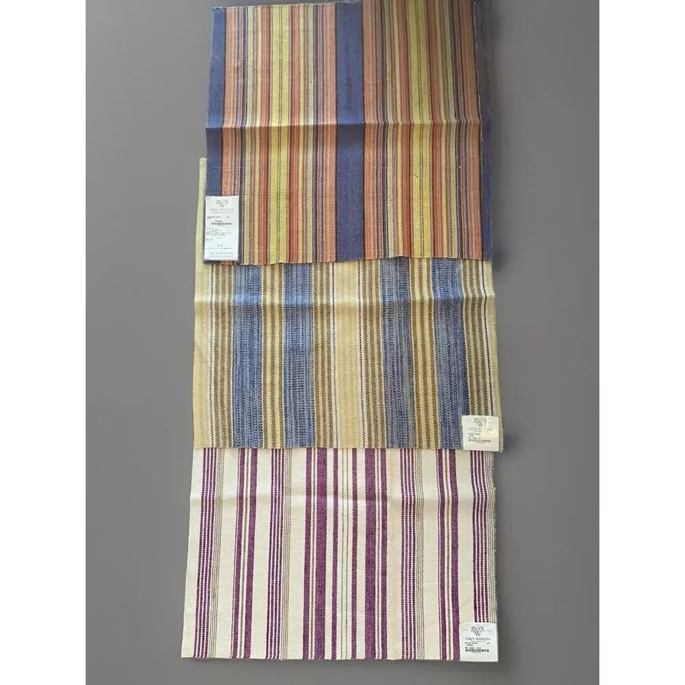 3 Grey Watkins Stark Jacquard Stripe Fabric Samples 25x25